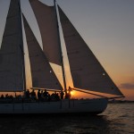 Schooner Woodwind sailing into the sunset