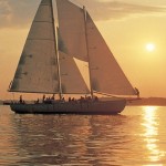 Schooner Woodwind Sailing in Annapolis at Sunset