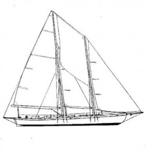 Line Drawing of the Schooner Woodwind Line Drawing of the Schooner Woodwind