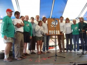 Schooner Woodwind crew with First Overall Trophy