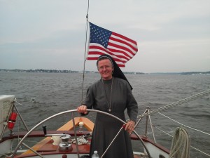Helming the Schooner Woodwind Helming the Schooner Woodwind