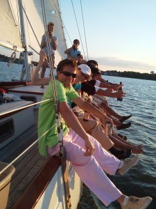Hiking out on the Woodwind with J-World Sailing Instructors Hiking out on the Woodwind with J-World Sailing Instructors
