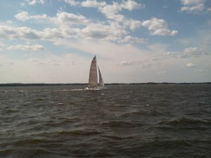 Trimaran sailing the Chesapeake, way faster than the Woodwind Trimaran sailing the Chesapeake, way faster than the Woodwind