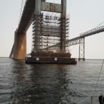 Scaffolding work being done on the Chesapeake Bay Bridge