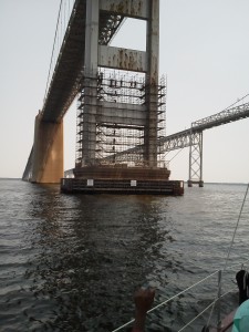 Scaffolding work being done on the Chesapeake Bay Bridge Scaffolding work being done on the Chesapeake Bay Bridge