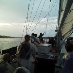 Sailing up the Severn River on the sunset sail as its raining