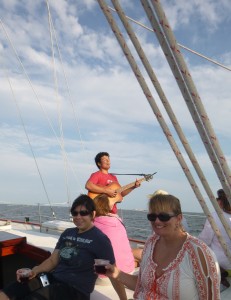 Austin Ellis sings aboard the Schooner Woodwind Austin Ellis sings aboard the Schooner Woodwind