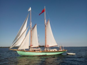 sailing-past-schooner-martha-white Schooner Martha White under sail, taken from Woodwind II