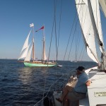 Schooner Woodwind and Martha White meet in Annapolis
